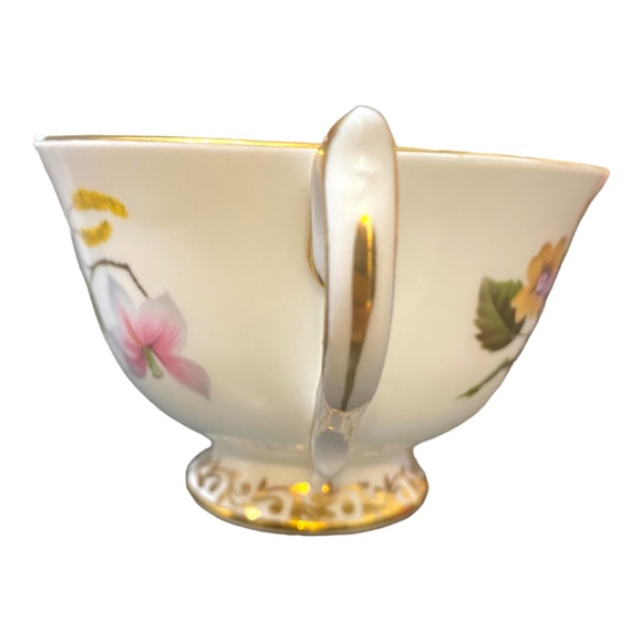 Vintage Aynsley porcelain cup & saucer, pink & yellow flowers - Picture 9 of 16